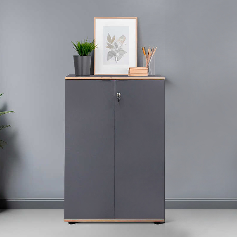 Ντουλάπι γραφείου με κλειδαριά χρώμα ανθρακί 2