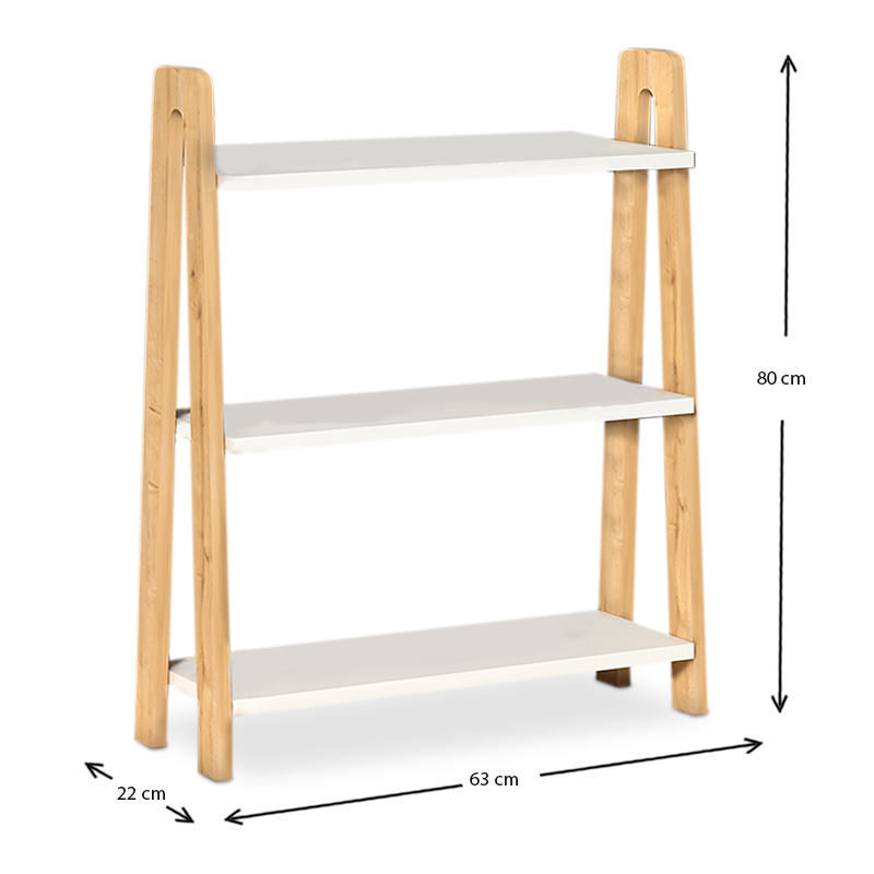 Βιβλιοθήκη Como Megapap χρώμα λευκό - oak 63x22x80εκ. 3