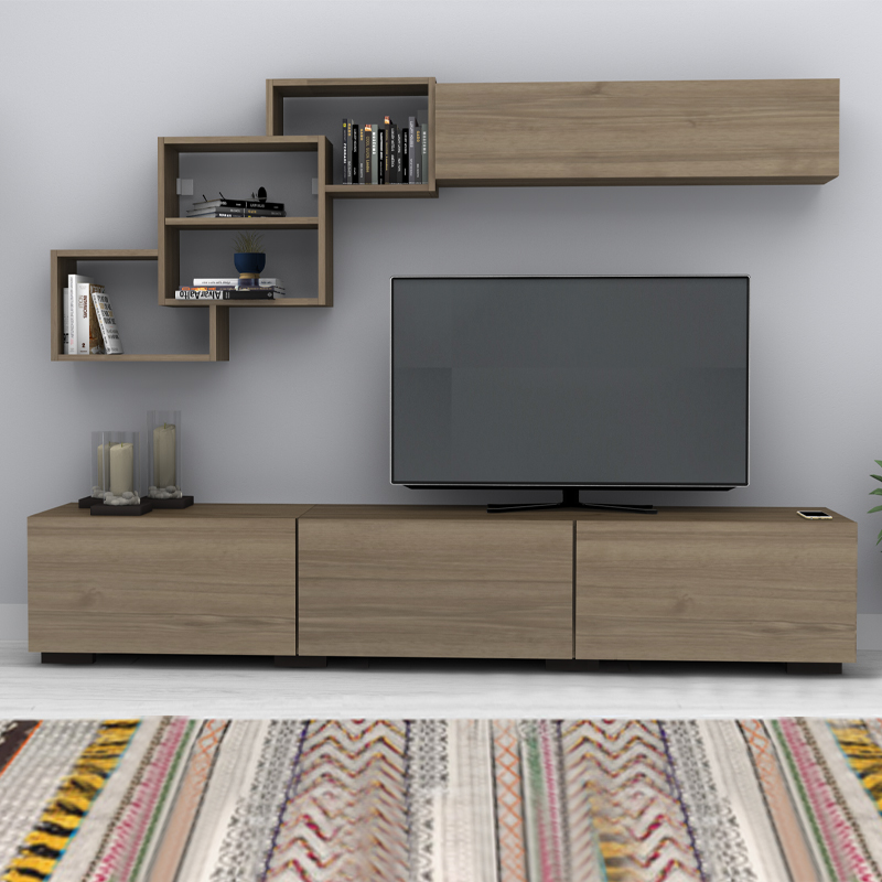 Σύνθεση τηλεόρασης χρώμα καρυδί 3