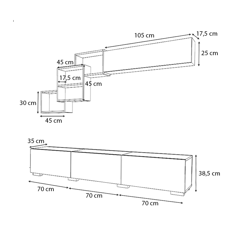 Σύνθεση τηλεόρασης χρώμα καρυδί 5
