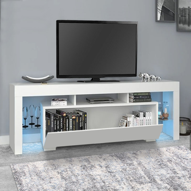 Έπιπλο τηλεόρασης με φωτισμό LED χρώμα λευκό 2