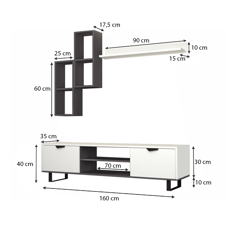 Σύνθεση τηλεόρασης χρώμα λευκό 4