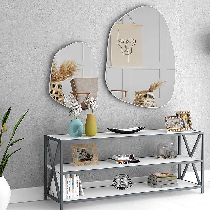 Σετ καθρεπτών τοίχου 2 τμχ. χρώμα λευκό 2