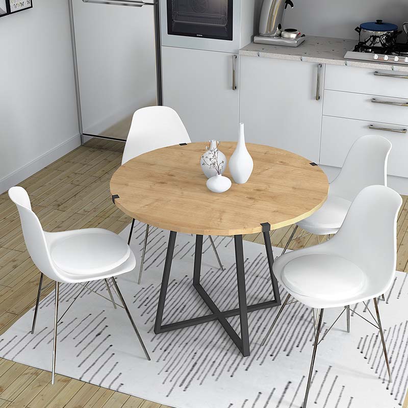 Τραπέζι χρώμα φυσικό οξιάς - ανθρακί 2