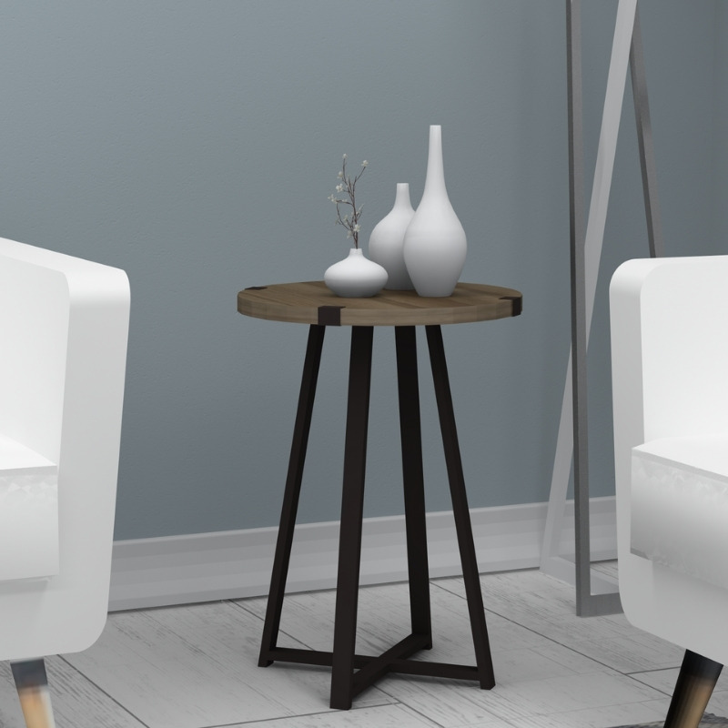 Τραπεζάκι βοηθητικό χρώμα καρυδί - ανθρακί