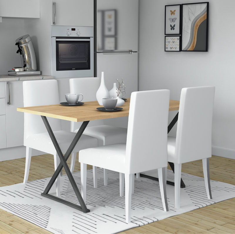 Τραπέζι χρώμα φυσικό οξιάς - ανθρακί 2