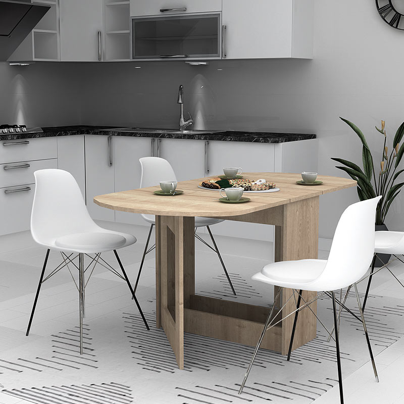 Τραπέζι επεκτεινόμενο χρώμα φυσικό οξιάς 34(63+63)x80x76εκ. 3