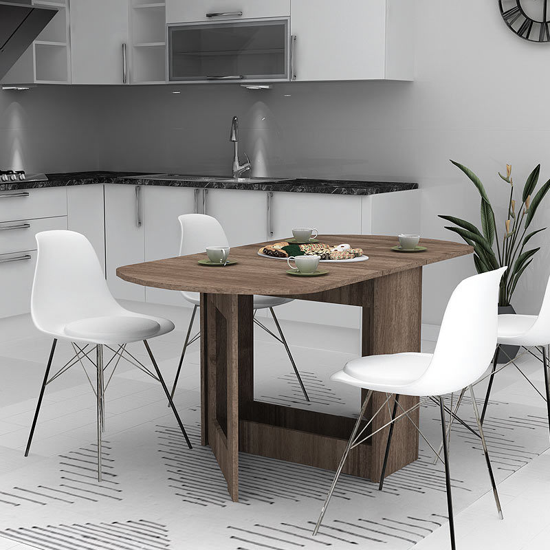 Τραπέζι επεκτεινόμενο χρώμα καρυδί 34(63+63)x80x76εκ. 2