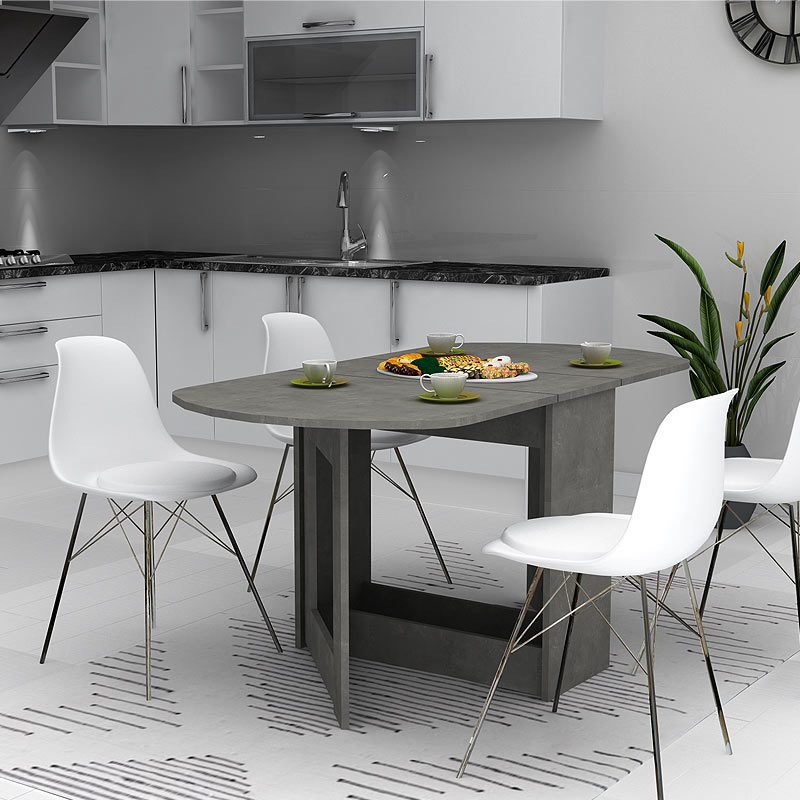 Τραπέζι επεκτεινόμενο χρώμα γκρι σκυροδέματος 34(63+63)x80x76εκ. 2