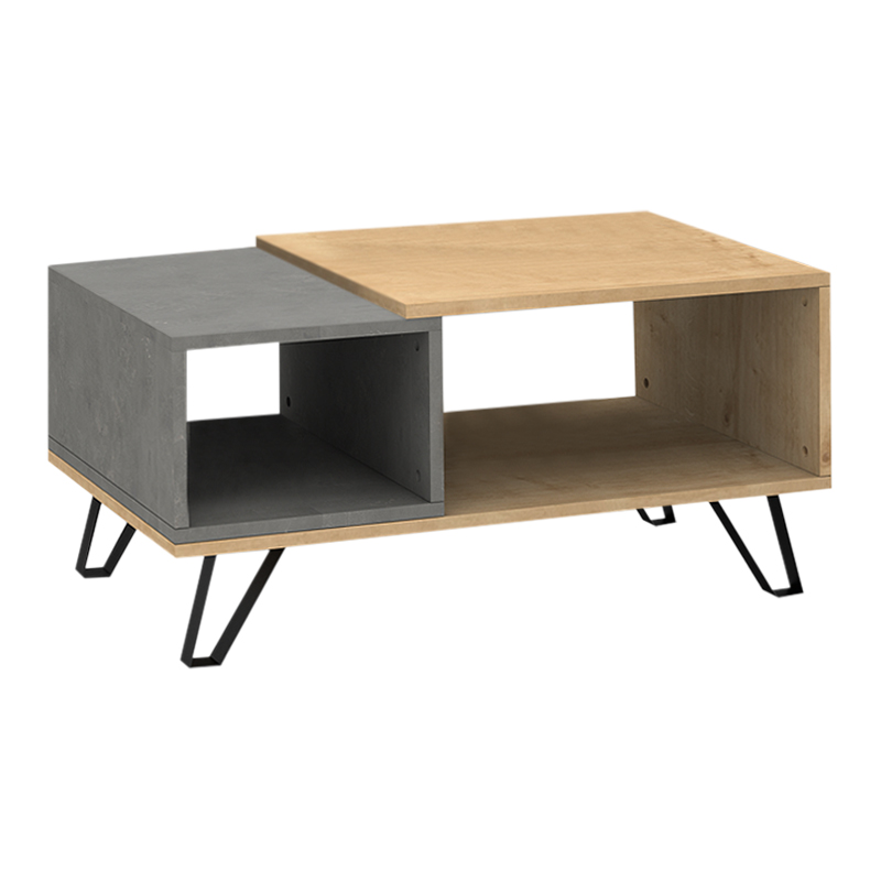 Τραπεζάκι σαλονιού χρώμα φυσικό οξιάς - γκρι σκυροδέματος 3