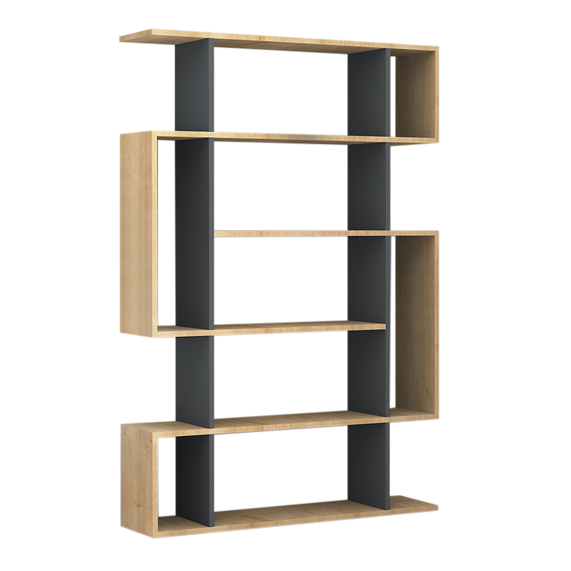 Βιβλιοθήκη χρώμα φυσικό οξιάς - ανθρακί 3