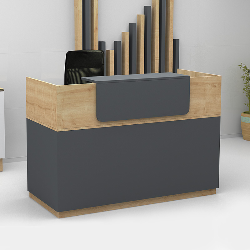 Γραφείο υποδοχής - reception χρώμα φυσικό οξιάς - ανθρακί