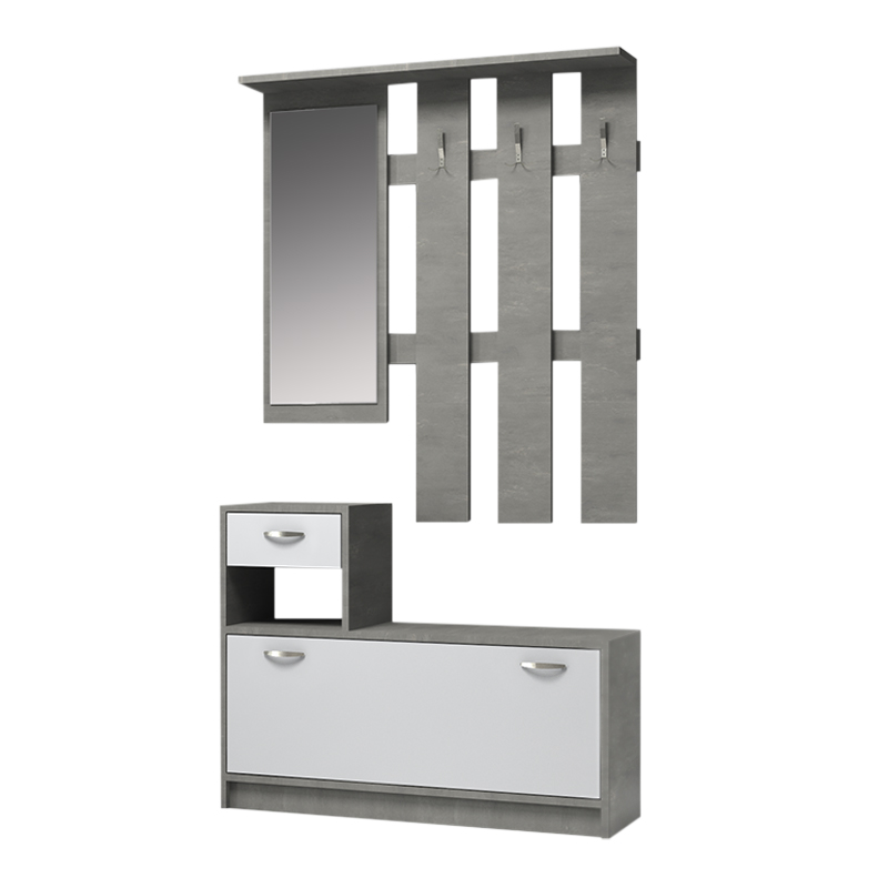 Έπιπλο εισόδου χρώμα γκρι σκυροδέματος - λευκό 3