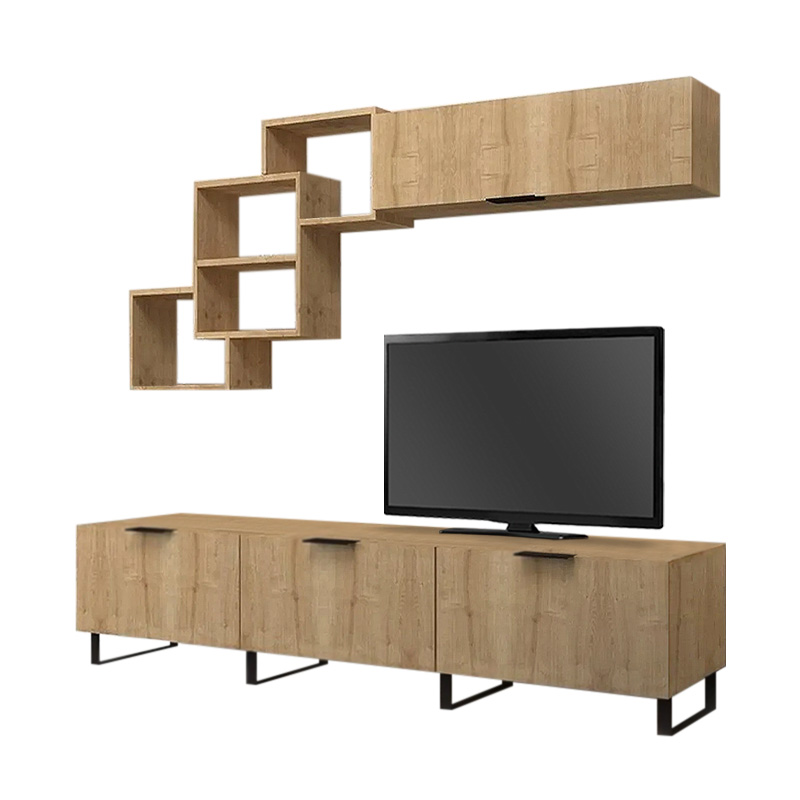 Σύνθεση τηλεόρασης χρώμα φυσικό οξιάς 3