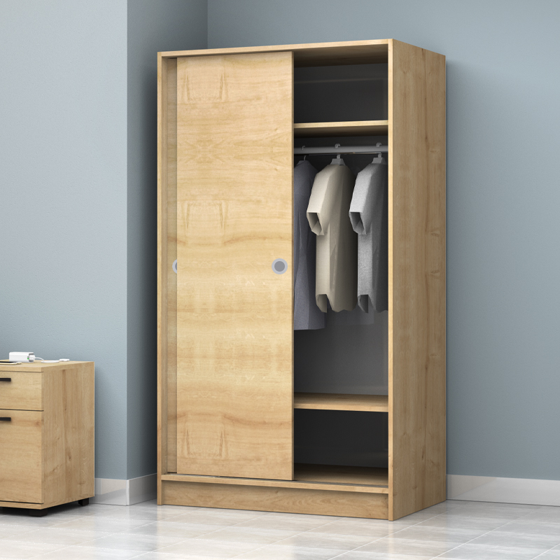 Ντουλάπα ρούχων δίφυλλη συρόμενη χρώμα φυσικό οξιάς 4