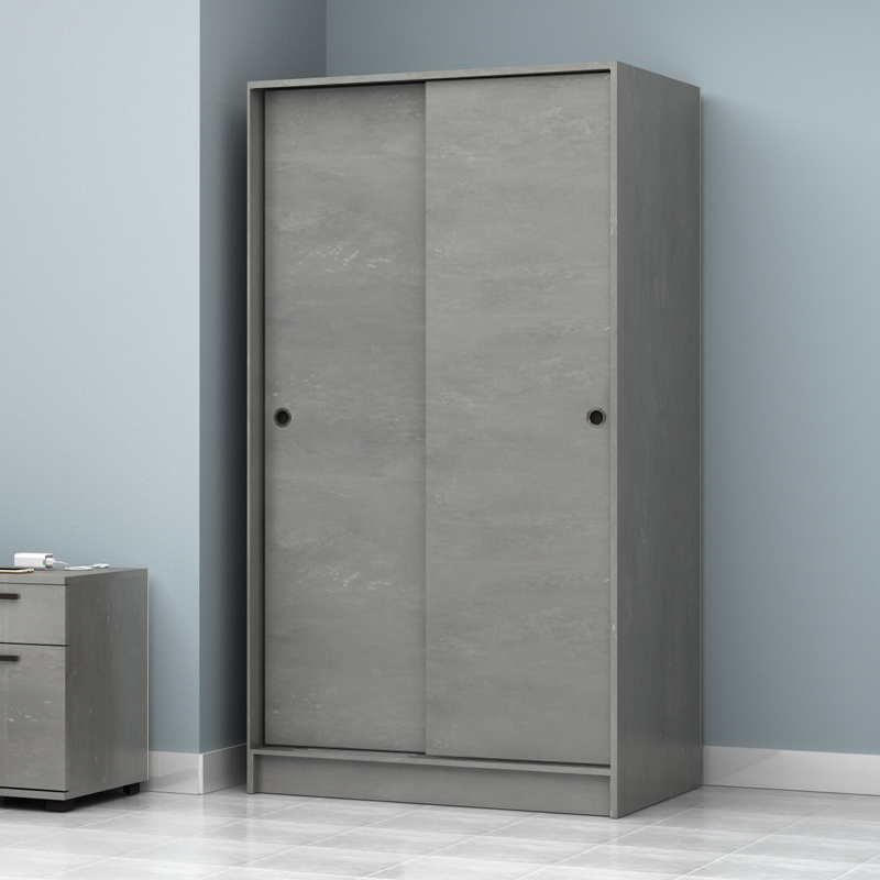 Ντουλάπα ρούχων δίφυλλη συρόμενη χρώμα γκρι σκυροδέματος 3