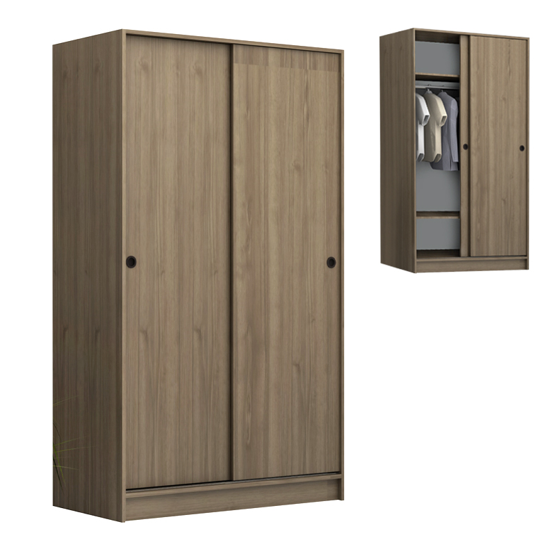 Ντουλάπα ρούχων δίφυλλη συρόμενη χρώμα καρυδί