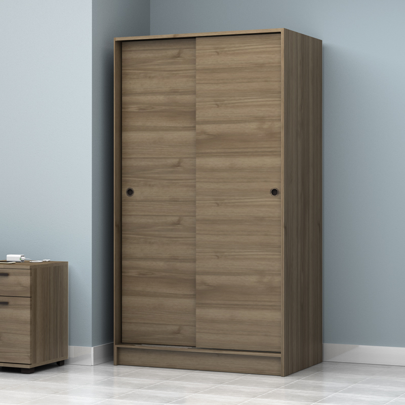 Ντουλάπα ρούχων δίφυλλη συρόμενη χρώμα καρυδί 3