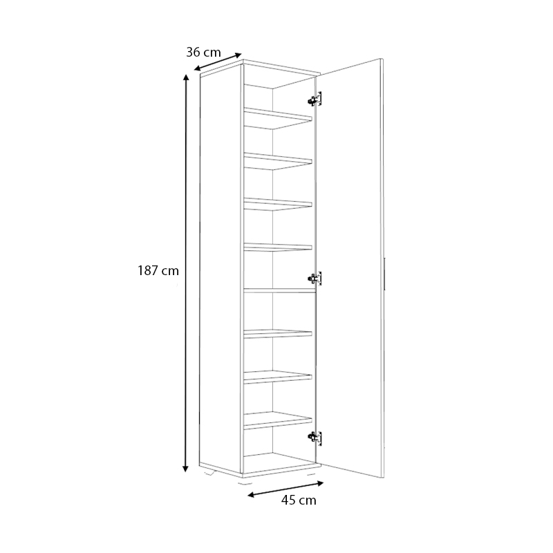 Ντουλάπα ρούχων - παπουτσοθήκη μονόφυλλη με καθρέπτη χρώμα φυσικό οξιάς 4