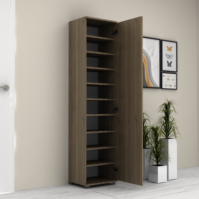 Ντουλάπα ρούχων - παπουτσοθήκη μονόφυλλη με καθρέπτη χρώμα καρυδί 4