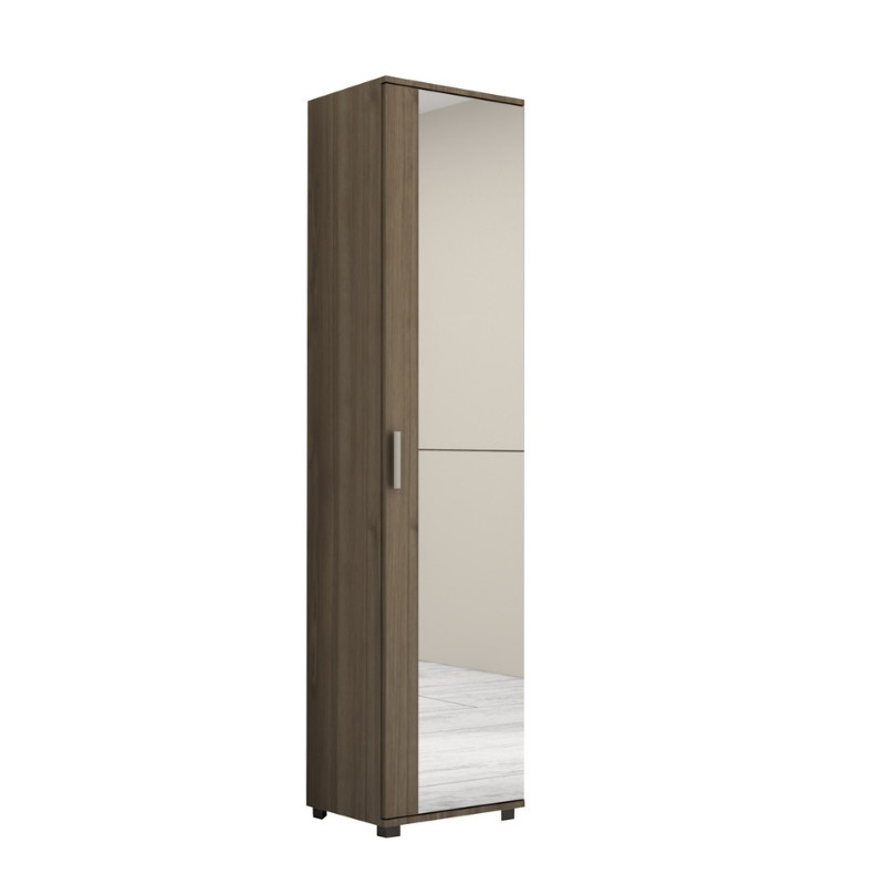 Ντουλάπα ρούχων - παπουτσοθήκη μονόφυλλη με καθρέπτη χρώμα καρυδί 5