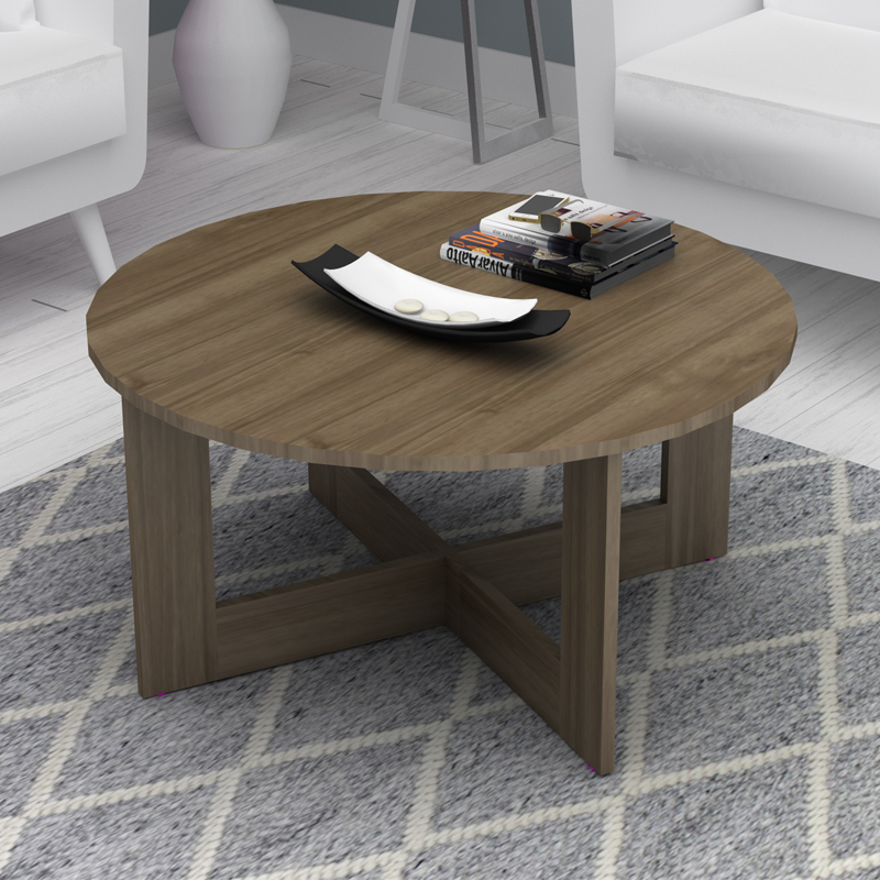 Τραπεζάκι σαλονιού χρώμα καρυδί Ø80x42εκ.