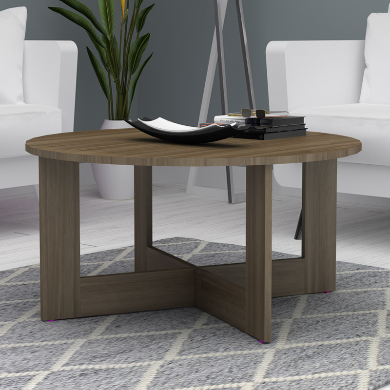 Τραπεζάκι σαλονιού χρώμα καρυδί Ø80x42εκ. 2