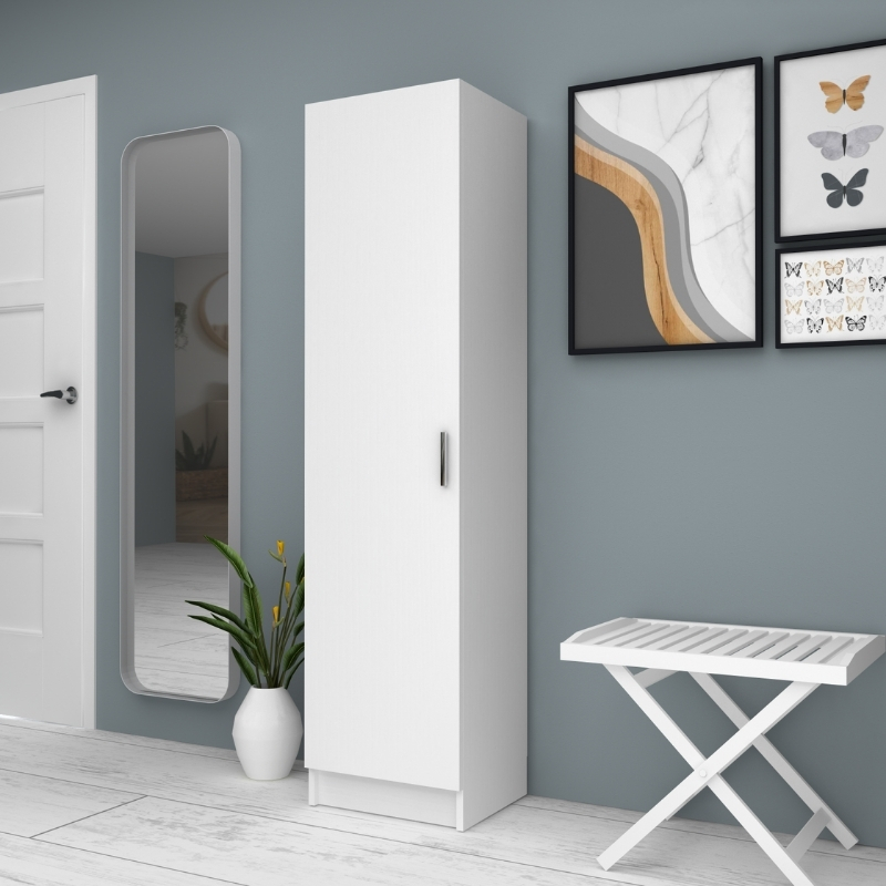 Ντουλάπα ρούχων - παπουτσοθήκη μονόφυλλη χρώμα λευκό 2