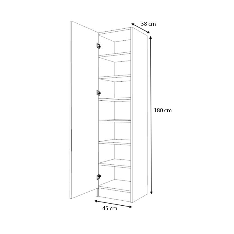 Ντουλάπα ρούχων - παπουτσοθήκη μονόφυλλη χρώμα λευκό 4