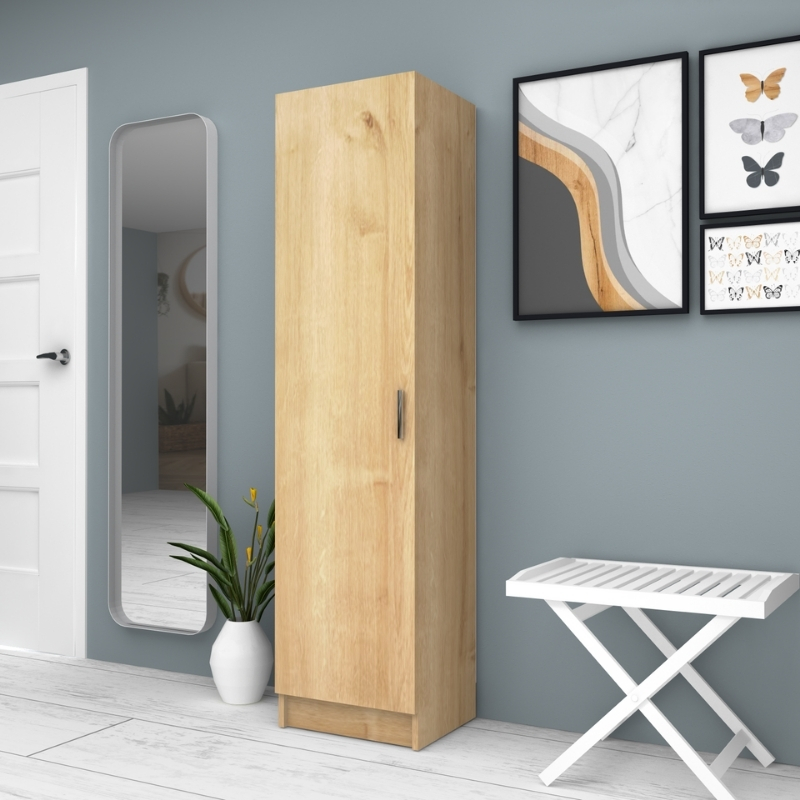 Ντουλάπα ρούχων - παπουτσοθήκη μονόφυλλη χρώμα φυσικό οξιάς 2