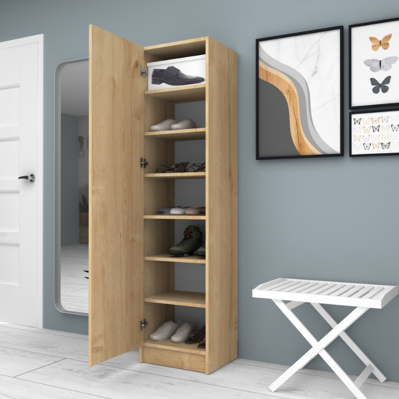 Ντουλάπα ρούχων - παπουτσοθήκη μονόφυλλη χρώμα φυσικό οξιάς 3