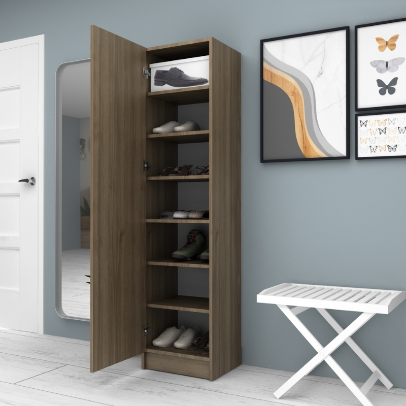 Ντουλάπα ρούχων - παπουτσοθήκη μονόφυλλη χρώμα καρυδί 3