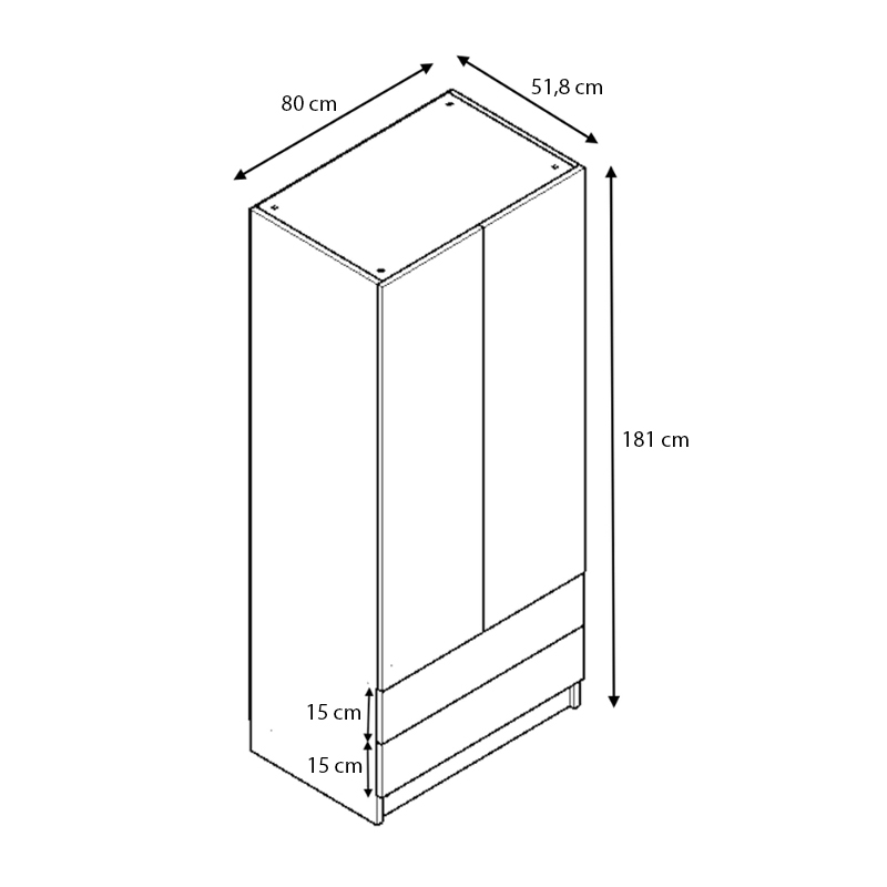Ντουλάπα ρούχων δίφυλλη με συρτάρια χρώμα καρυδί 6