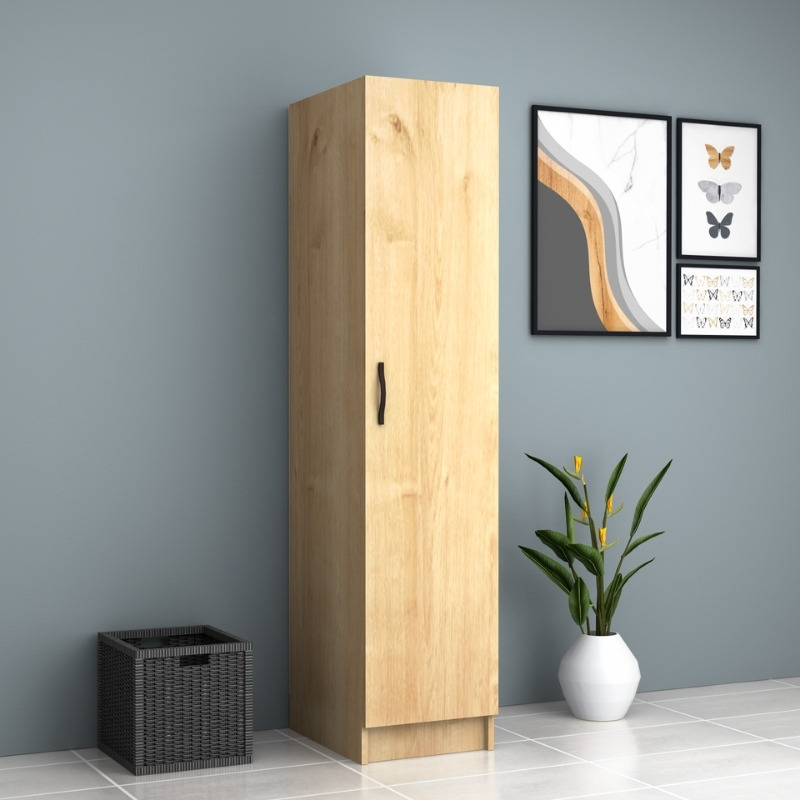 Ντουλάπα ρούχων μονόφυλλη χρώμα φυσικό οξιάς 4