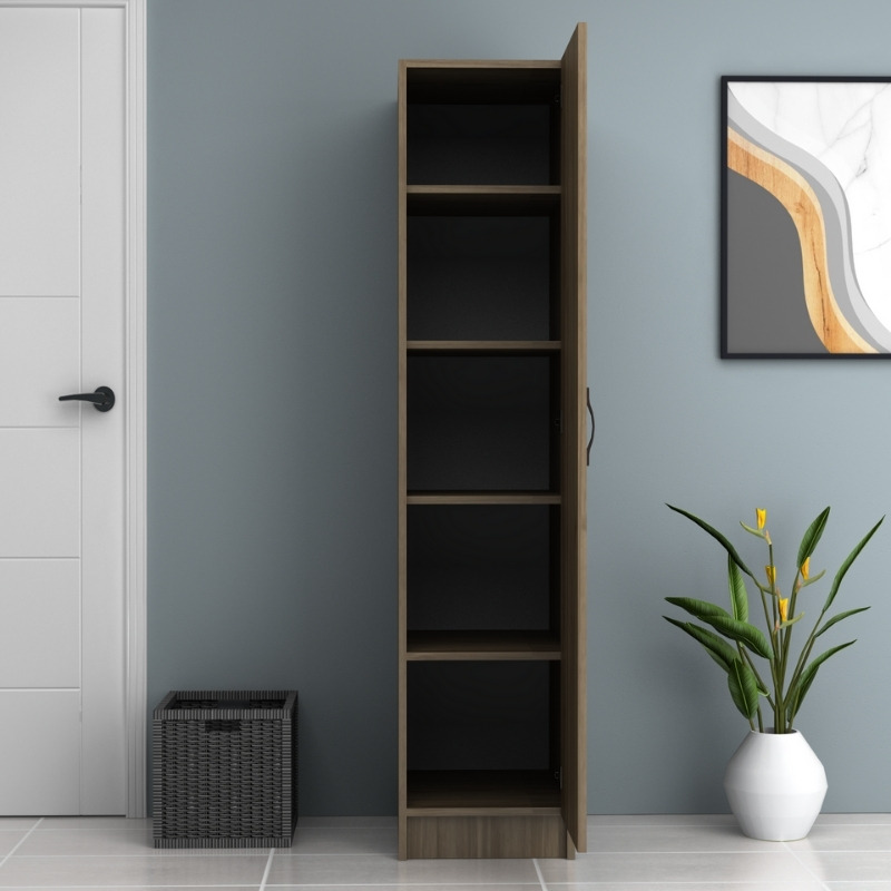 Ντουλάπα ρούχων μονόφυλλη χρώμα καρυδί 3