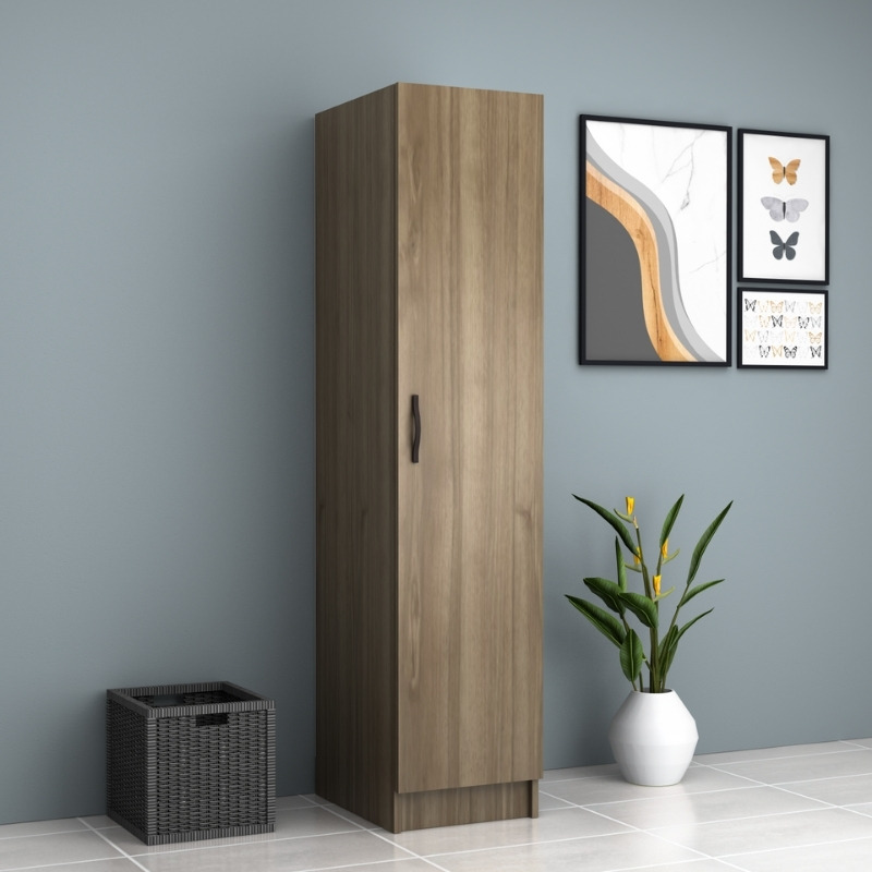 Ντουλάπα ρούχων μονόφυλλη χρώμα καρυδί 4