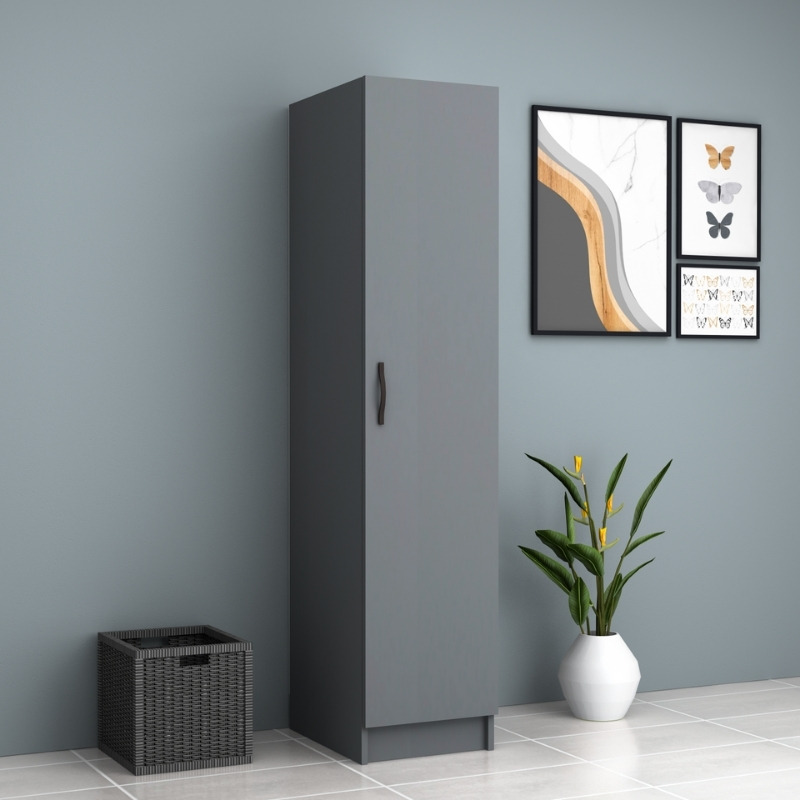 Ντουλάπα ρούχων μονόφυλλη χρώμα ανθρακί 4