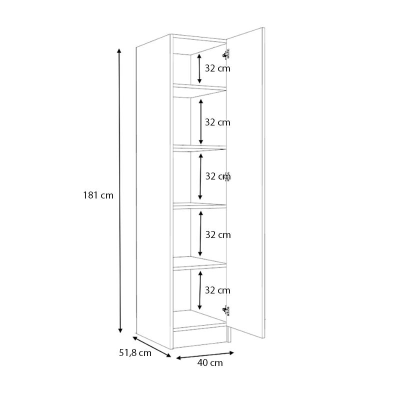 Ντουλάπα ρούχων μονόφυλλη χρώμα ανθρακί 5