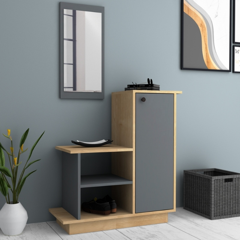 Έπιπλο εισόδου χρώμα φυσικό οξιάς - ανθρακί