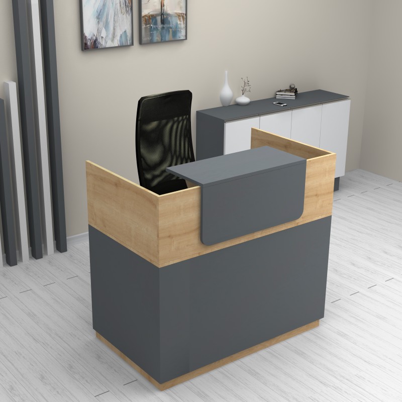 Γραφείο υποδοχής - reception χρώμα φυσικό οξιάς - ανθρακί 3