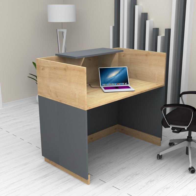 Γραφείο υποδοχής - reception χρώμα φυσικό οξιάς - ανθρακί 4