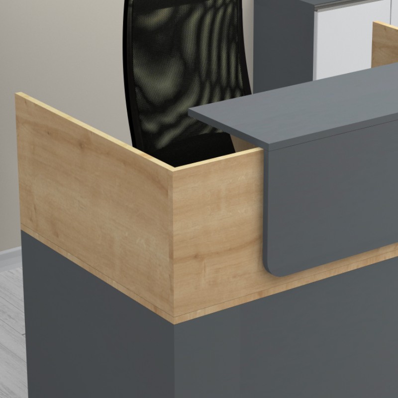 Γραφείο υποδοχής - reception χρώμα φυσικό οξιάς - ανθρακί 5