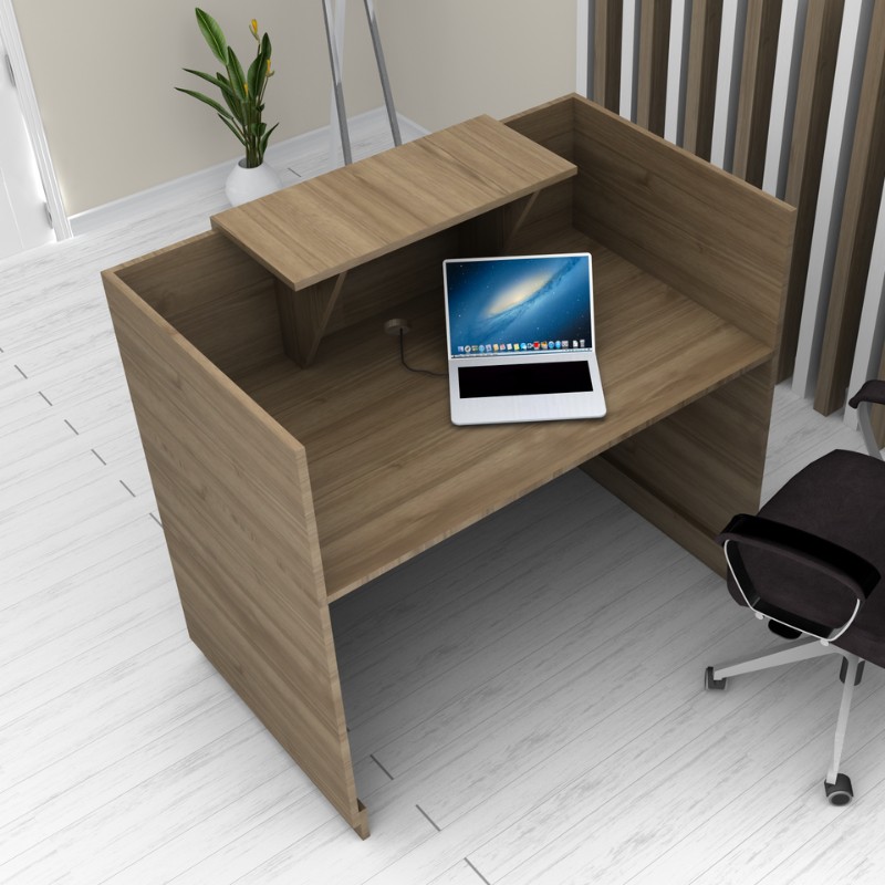 Γραφείο υποδοχής - reception χρώμα καρυδί 2