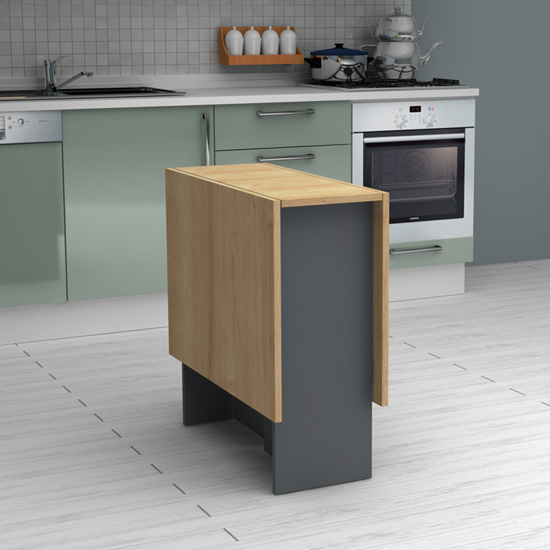 Τραπέζι επεκτεινόμενο χρώμα ανθρακί - φυσικό οξιάς 28(56+56)x77x75εκ. 4