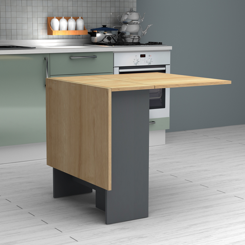 Τραπέζι επεκτεινόμενο χρώμα ανθρακί - φυσικό οξιάς 28(56+56)x77x75εκ. 6