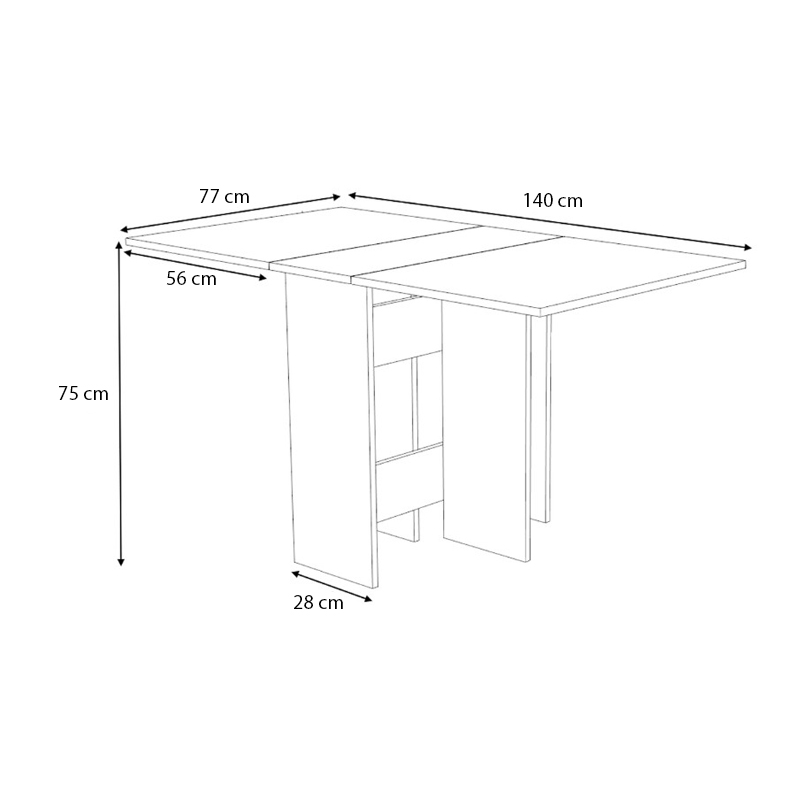 Τραπέζι επεκτεινόμενο χρώμα ανθρακί - φυσικό οξιάς 28(56+56)x77x75εκ. 8