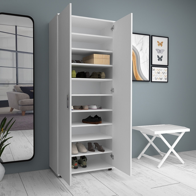 Ντουλάπα ρούχων - παπουτσοθήκη δίφυλλη χρώμα λευκό 2