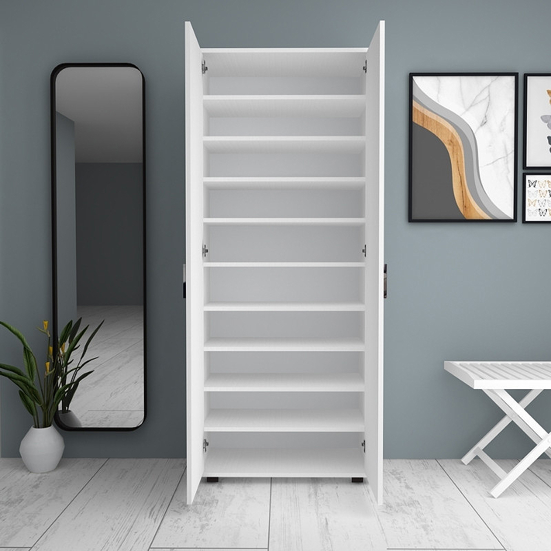 Ντουλάπα ρούχων - παπουτσοθήκη δίφυλλη χρώμα λευκό 4