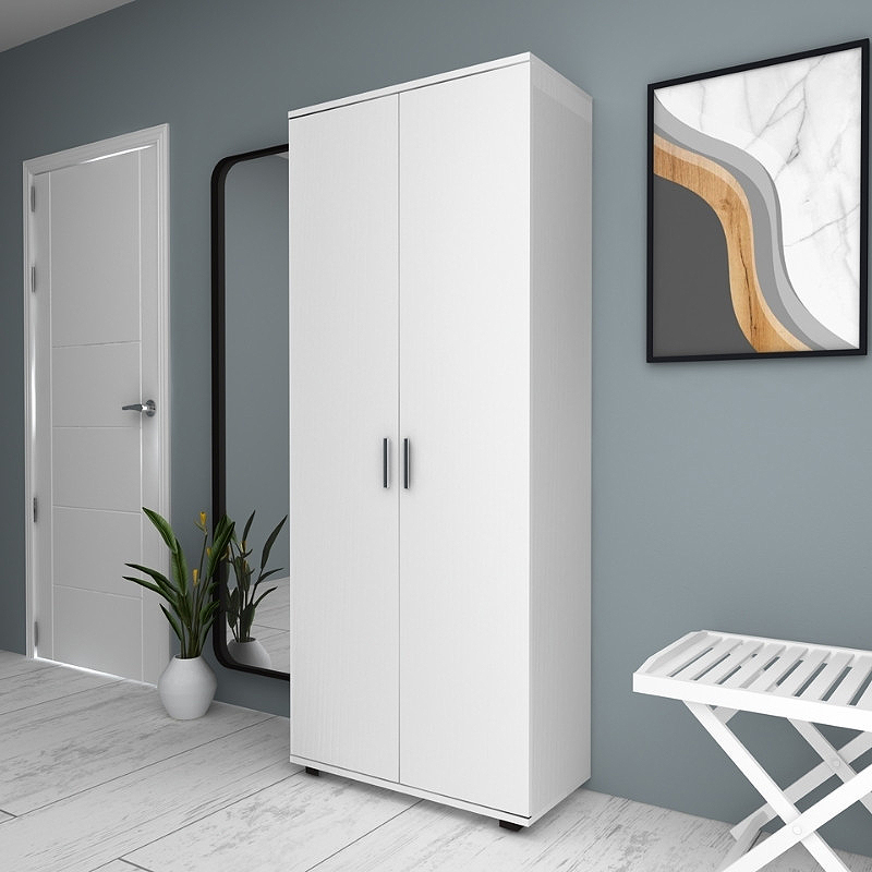 Ντουλάπα ρούχων - παπουτσοθήκη δίφυλλη χρώμα λευκό 5