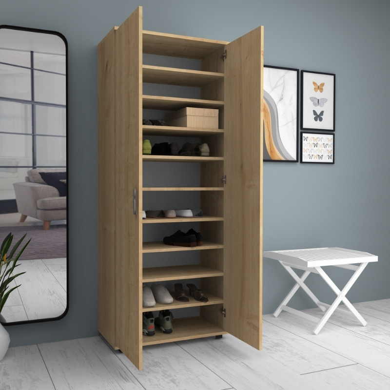 Ντουλάπα ρούχων - παπουτσοθήκη δίφυλλη χρώμα φυσικό οξιάς 2